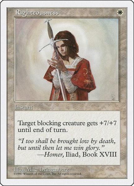 Righteousness trading card from Fifth Edition Righteousness - Fifth Edition Magic: The Gathering trading card