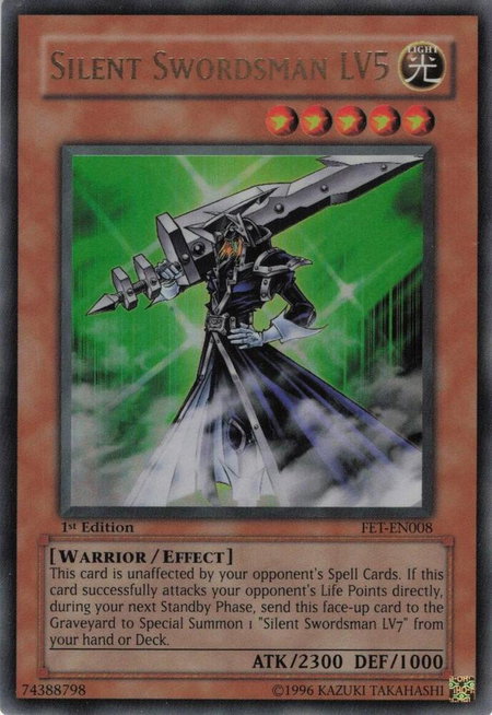 Silent Swordsman LV5 trading card from Flaming Eternity Silent Swordsman LV5 - Flaming Eternity YuGiOh trading card