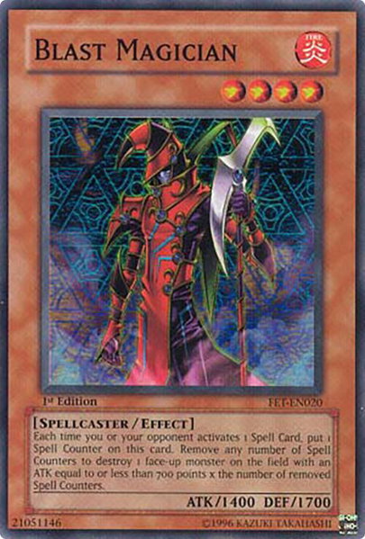 Blast Magician trading card from Flaming Eternity Blast Magician - Flaming Eternity YuGiOh trading card