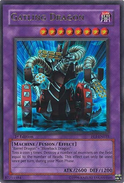 Gatling Dragon trading card from Flaming Eternity Gatling Dragon - Flaming Eternity YuGiOh trading card