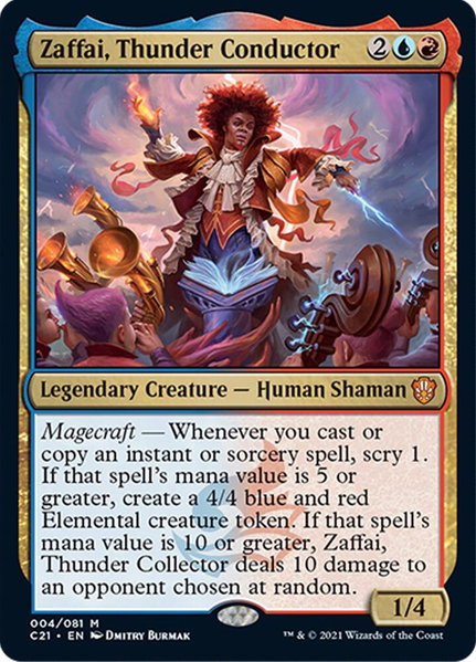 Zaffai, Thunder Conductor trading card from Commander 2021 Zaffai, Thunder Conductor - Commander 2021 Magic: The Gathering trading card