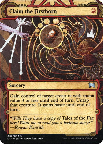 Claim the Firstborn (Foil Etched) trading card from Strixhaven: Mystical Archives Claim the Firstborn (Foil Etched) - Strixhaven: Mystical Archives Magic: The Gathering trading card