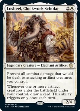 Losheel, Clockwork Scholar - Commander 2021 Magic: The Gathering trading card