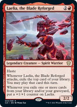 Laelia, the Blade Reforged trading card from Commander 2021 Laelia, the Blade Reforged - Commander 2021 Magic: The Gathering trading card