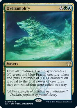Oversimplify trading card from Commander 2021 Oversimplify - Commander 2021 Magic: The Gathering trading card