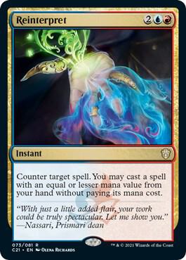 Reinterpret trading card from Commander 2021 Reinterpret - Commander 2021 Magic: The Gathering trading card