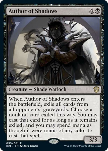Author of Shadows trading card from Commander 2021 Author of Shadows - Commander 2021 Magic: The Gathering trading card
