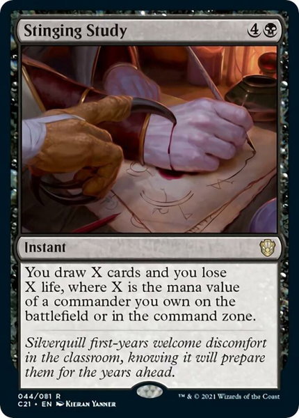 Stinging Study - Commander 2021 Magic: The Gathering trading card