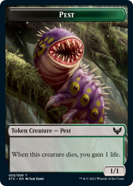 Pest Token - Strixhaven: School of Mages Magic: The Gathering trading card