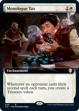 Monologue Tax (Extended Art) trading card from Commander 2021 Monologue Tax (Extended Art) - Commander 2021 Magic: The Gathering trading card