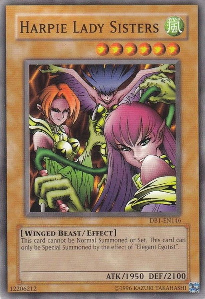 Harpie Lady Sisters trading card from Dark Beginning 1 Harpie Lady Sisters - Dark Beginning 1 YuGiOh trading card
