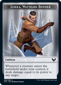 Emblem - Lukka, Wayward Bonder - Strixhaven: School of Mages (STX) #8 - Token Magic: The Gathering Trading Card