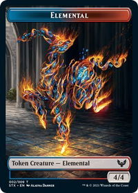 Elemental (2) // Spirit Double-Sided Token - Strixhaven: School of Mages (STX) #2 // 6 - Token Magic: The Gathering Trading Card