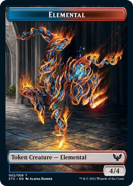Elemental (2) // Fractal (3) Double-Sided Token - Strixhaven: School of Mages Magic: The Gathering trading card