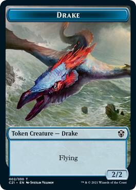 Drake // Elemental Double-sided Token - Commander 2021 Magic: The Gathering trading card