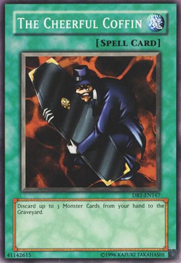 The Cheerful Coffin trading card from Dark Beginning 1 The Cheerful Coffin - Dark Beginning 1 YuGiOh trading card