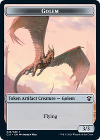 Golem (025) // Thopter Double-Sided Token - Commander 2021 (C21) #25 // 29 - Token Magic: The Gathering Trading Card