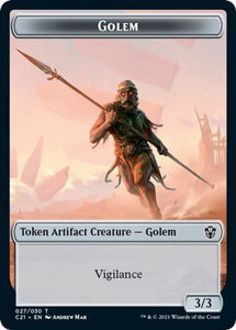 Golem (027) // Thopter Double-Sided Token - Commander 2021 (C21) #27 // 29 - Token Magic: The Gathering Trading Card