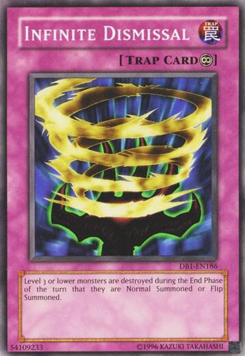 Infinite Dismissal trading card from Dark Beginning 1 Infinite Dismissal - Dark Beginning 1 YuGiOh trading card