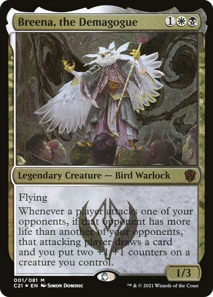 Breena, the Demagogue (Display Commander) - Thick Stock trading card from Commander 2021 Breena, the Demagogue (Display Commander) - Thick Stock - Commander 2021 Magic: The Gathering trading card