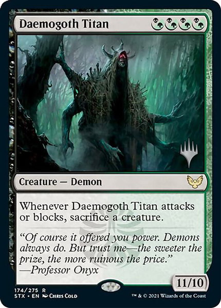 Daemogoth Titan trading card from Promo Pack: Strixhaven Daemogoth Titan - Promo Pack: Strixhaven Magic: The Gathering trading card