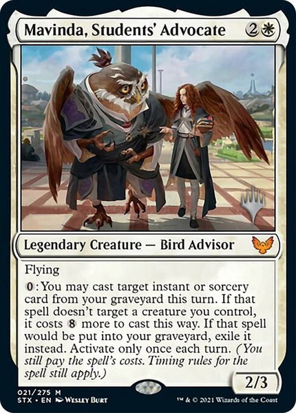 Mavinda, Students' Advocate trading card from Promo Pack: Strixhaven Mavinda, Students' Advocate - Promo Pack: Strixhaven Magic: The Gathering trading card