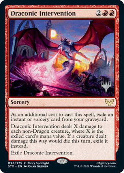 Draconic Intervention trading card from Promo Pack: Strixhaven Draconic Intervention - Promo Pack: Strixhaven Magic: The Gathering trading card
