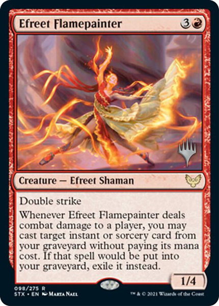 Efreet Flamepainter trading card from Promo Pack: Strixhaven Efreet Flamepainter - Promo Pack: Strixhaven Magic: The Gathering trading card