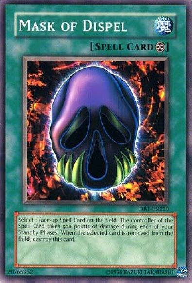 Mask of Dispel trading card from Dark Beginning 1 Mask of Dispel - Dark Beginning 1 YuGiOh trading card