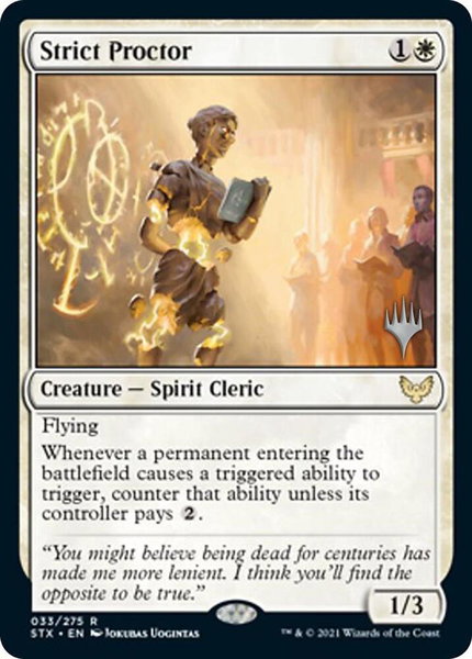 Strict Proctor trading card from Promo Pack: Strixhaven Strict Proctor - Promo Pack: Strixhaven Magic: The Gathering trading card
