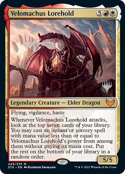 Velomachus Lorehold trading card from Promo Pack: Strixhaven Velomachus Lorehold - Promo Pack: Strixhaven Magic: The Gathering trading card
