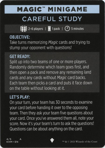 Magic Minigame: Careful Study - Kaldheim Magic: The Gathering trading card
