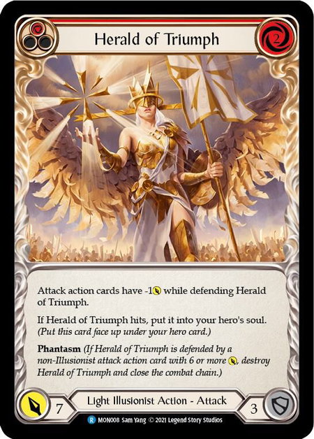Herald of Triumph (Red) trading card from Monarch Herald of Triumph (Red) - Monarch Flesh and Blood trading card
