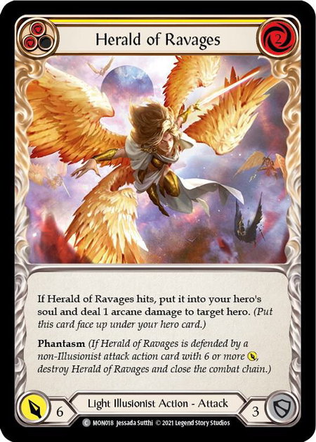 Herald of Ravages (Yellow) trading card from Monarch Herald of Ravages (Yellow) - Monarch Flesh and Blood trading card