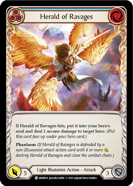 Herald of Ravages (Blue) trading card from Monarch Herald of Ravages (Blue) - Monarch Flesh and Blood trading card