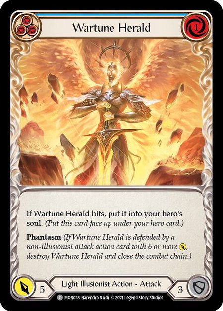 Wartune Herald (Blue) trading card from Monarch Wartune Herald (Blue) - Monarch Flesh and Blood trading card