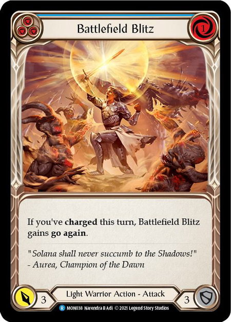 Battlefield Blitz (Blue) trading card from Monarch Battlefield Blitz (Blue) - Monarch Flesh and Blood trading card