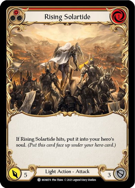 Rising Solartide (Red) trading card from Monarch Rising Solartide (Red) - Monarch Flesh and Blood trading card