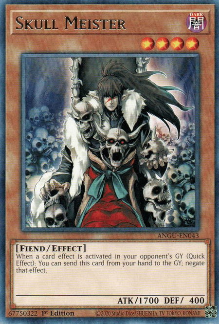 Skull Meister trading card from Ancient Guardians Skull Meister - Ancient Guardians YuGiOh trading card