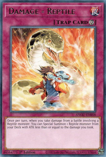 Damage = Reptile trading card from Ancient Guardians Damage = Reptile - Ancient Guardians YuGiOh trading card