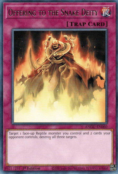 Offering to the Snake Deity trading card from Ancient Guardians Offering to the Snake Deity - Ancient Guardians YuGiOh trading card