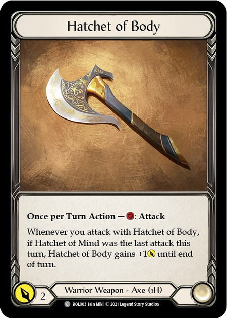 Hatchet of Body - Blitz Deck: Monarch - Boltyn Flesh and Blood trading card