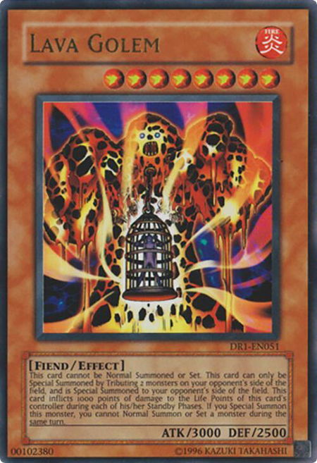 Lava Golem trading card from Dark Revelation Volume 1 Lava Golem - Dark Revelation Volume 1 YuGiOh trading card