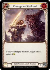 Courageous Steelhand (Yellow) - Blitz Deck: Monarch - Boltyn (BOL) #BOL018 - Common Flesh and Blood Trading Card