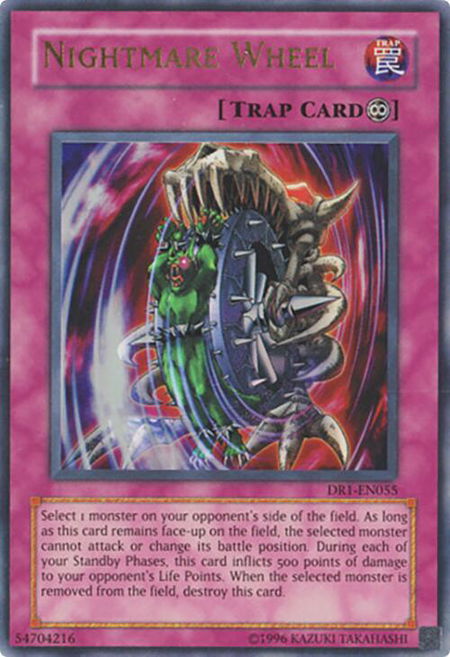 Nightmare Wheel trading card from Dark Revelation Volume 1 Nightmare Wheel - Dark Revelation Volume 1 YuGiOh trading card