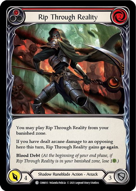 Rip Through Reality (Red) - Blitz Deck: Monarch - Chane Flesh and Blood trading card