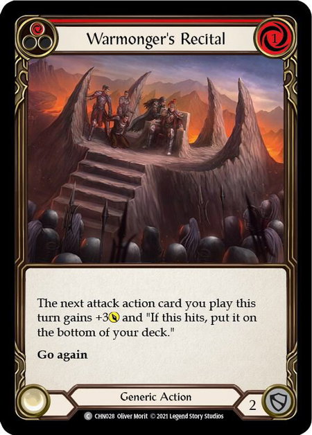 Warmonger's Recital (Red) - Blitz Deck: Monarch - Chane Flesh and Blood trading card