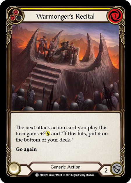 Warmonger's Recital (Yellow) - Blitz Deck: Monarch - Chane Flesh and Blood trading card