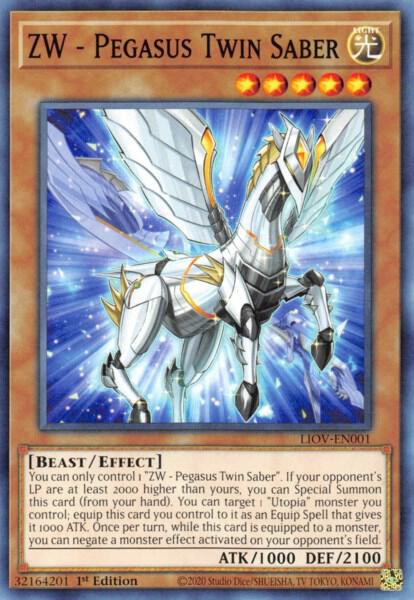 ZW - Pegasus Twin Saber trading card from Lightning Overdrive ZW - Pegasus Twin Saber - Lightning Overdrive YuGiOh trading card