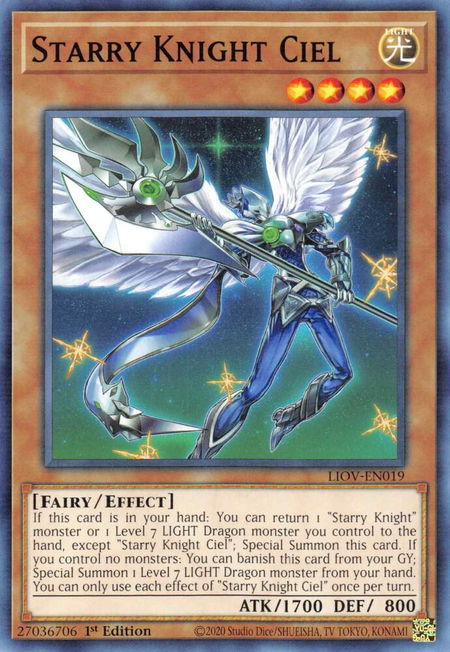 Starry Knight Ciel - Lightning Overdrive YuGiOh trading card